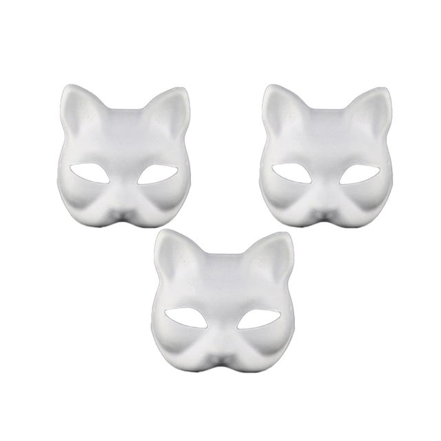 3 piezas máscara facial de gato DIY máscara pintada a mano en blanco máscara de enseñanza de jardín de infantes para niños disfraz de disfraces de Halloween Cosplay accesorio (blanco) HOMEMAXS HaoMX5782101