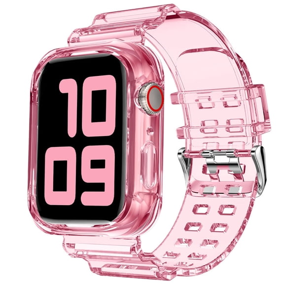 Compatible for Clear Apple Watch Band with Bumper Case 38mm 40mm 41mm 42mm 44mm 45mm 46mm 49mm, Women Men Glitter Bling TPU Sport Strap for iWatch SE Ultra 3 2 1Series 11 10 9 8 7 6 5 4 3 2 1