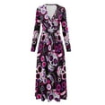 thumbnail image 5 of FKELYI Hippie Floral Skull Print Long Sleeve Maxi Dress for Women V-Neck Soft Casual Dress Flowy A-Line Dresses with Side Pockets for Party Wedding, S, 5 of 6