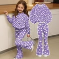 thumbnail image 4 of Grblisyd Girls 2 Piece Fall Outfits Cute Cartoon Print Crew Neck Long Sleeve Shirts & Flared Pants Clothing Set Size 10-12, 4 of 7