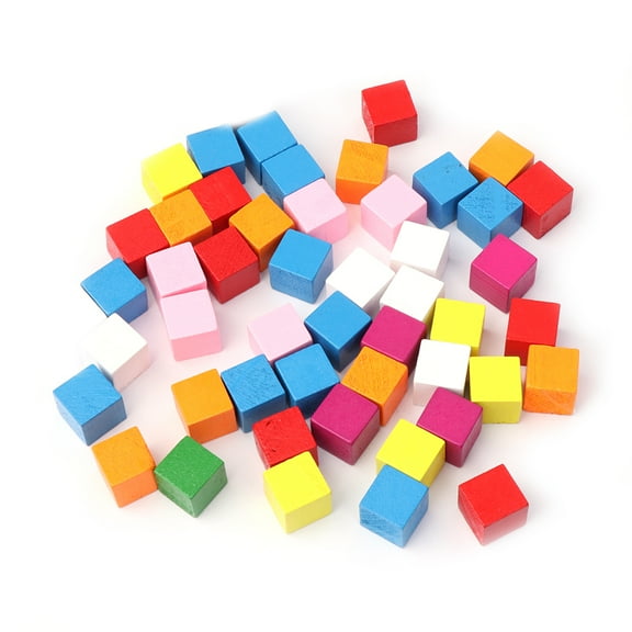 CIYISON 50Pcs Colourful Wooden Cubes Square Blocks Craft Decoration Embellishments DIY