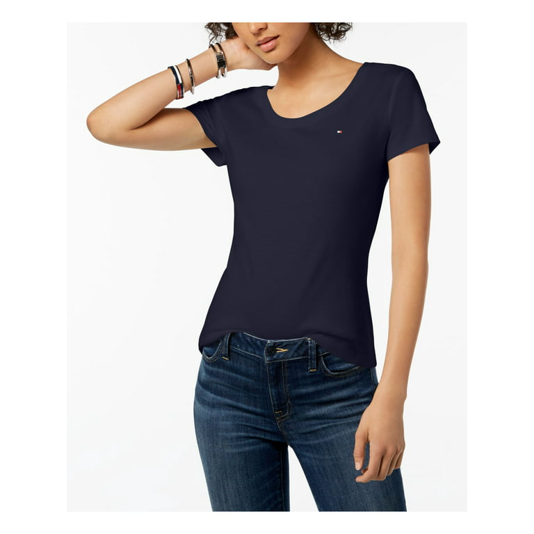 offentlig Allerede brutalt Tommy Hilfiger Womens Logo Basic T-Shirt, Blue, Large - Walmart.com