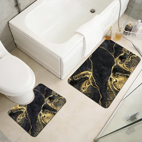 Djunllk Bathroom Rugs 7 Pcs - Non Slip Backing Water Absorption Quick Drying Bathroom Entry Mat & U Shape Toilet Rug, 19 x 31 inch