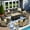 Black, variant on Ovios 10 Pieces Outdoor Patio Sectional Furniture with 54" Gas Propane Fire Pit Table All-Weather Rattan Wicker Conversation Set with Swivel Glider Rocking Chair and Bright Table for Backyard
