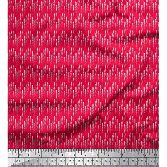 Soimoi Modal Satin Fabric Diagonal Line Small Printed Craft Fabric by The Yard 42 Inch Wide