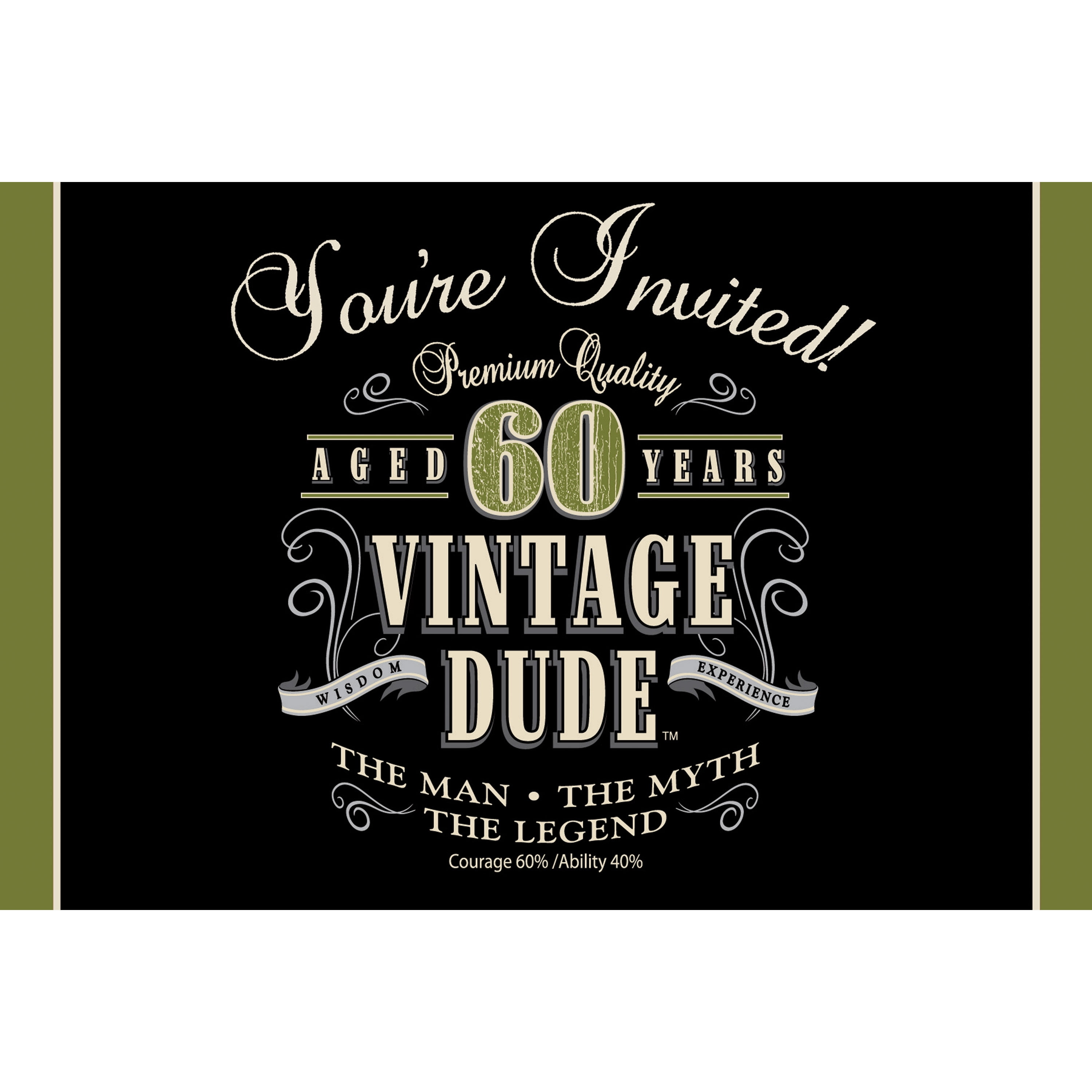 Vintage Dude 60th Birthday Invitations, 24 Count - Walmart.com