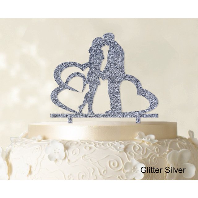 Printtoo Wedding Couple Cake Topper With Heart Personalized Cake Topper Color Option Available 6-7 Inches Wide