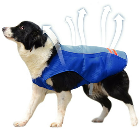 Petacc Pet Cooling Vest Outdoor Dog Cooler Harness Breathable Pet Cooling Coat Sun-proof Dog Jacket, Suitable for Medium and Large Dogs, Blue, (Best Cooling Jacket For Dogs)