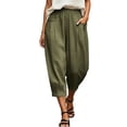 thumbnail image 3 of Tqyyweavej Harem Pants Women Elastic Waisted Comfy Balloon Pants Trousers Baggy Solid Color Capri Pants for Women with Pockets, 3 of 10