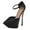 Black Satin, variant on FSJ Women Elegant High Platform Buckle Ankle Strap Pumps Pointed Closed Toe Stiletto High Heel Sexy Party Wedding Dress Shoes Size 8 Black Satin