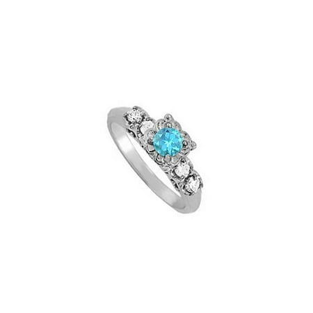 Fine Jewelry Vault UBUNR82058AGCZBT Best Gift Blue Topaz & CZ Ring - 0.75 CT TGW , 4 (Best Cubic Zirconia Stones)