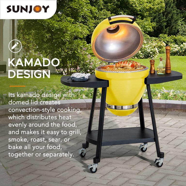 SUNJOY 20 inch Charcoal Grill, Egg-shaped Outdoor Grill with Pizza