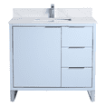 thumbnail image 2 of Fine Fixtures Opulence Collection 36 in. W x 18 in. D x 33 in. H Bathroom Vanity in Pastel Blue with White Carrara Sintered Stone Sink - Chrome hardware, 2 of 8