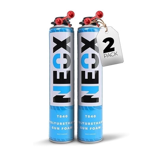 Neox Closed Cell Spray Foam for Insulation - 2 x 29.6 Oz High-Density Polyurethane Cans, Covers 40 Sq.Ft., Includes Nozzle, (No Spray Gun)