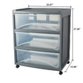 thumbnail image 3 of (3 pack) Mainstays 3 Drawer Wide Storage Cart, Gray, 3 of 12
