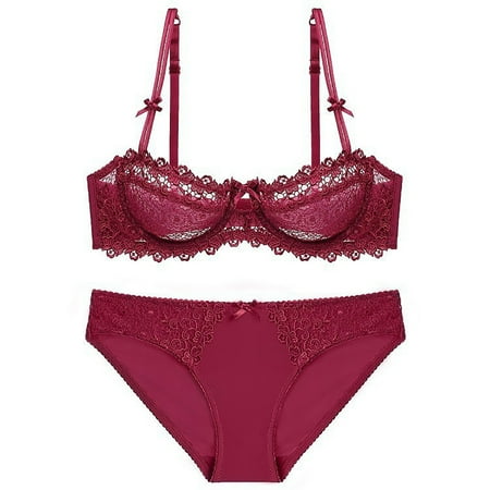 GENGING Lingerie for Women Thin Sponge Transparent Bra With Large Chest And Small Lace Women s SexyGather And Lift For Breathability Lingerie Bra Set