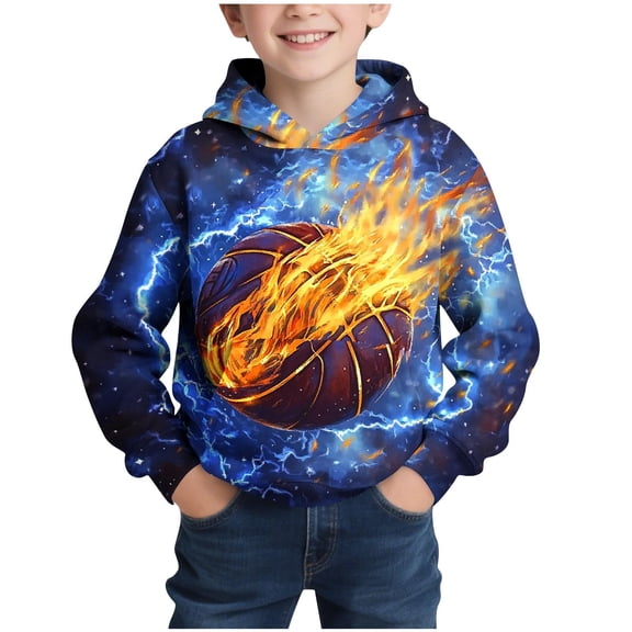 HXWCHs Boys Hoodies 3D Graphic Sweatshirt Long Sleeve Lightweight Pullover Cool Size: 10-11 Years Blue