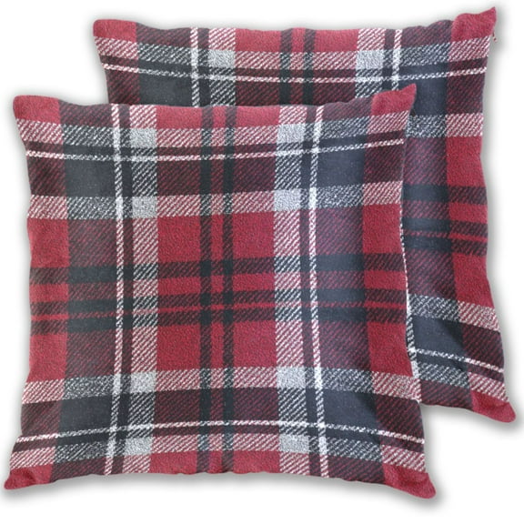 Red White Black Plaids Throw Pillow Covers Pillowcases 16 x 16 Inch Home Decor 2 Packs for Bedroom Sofa