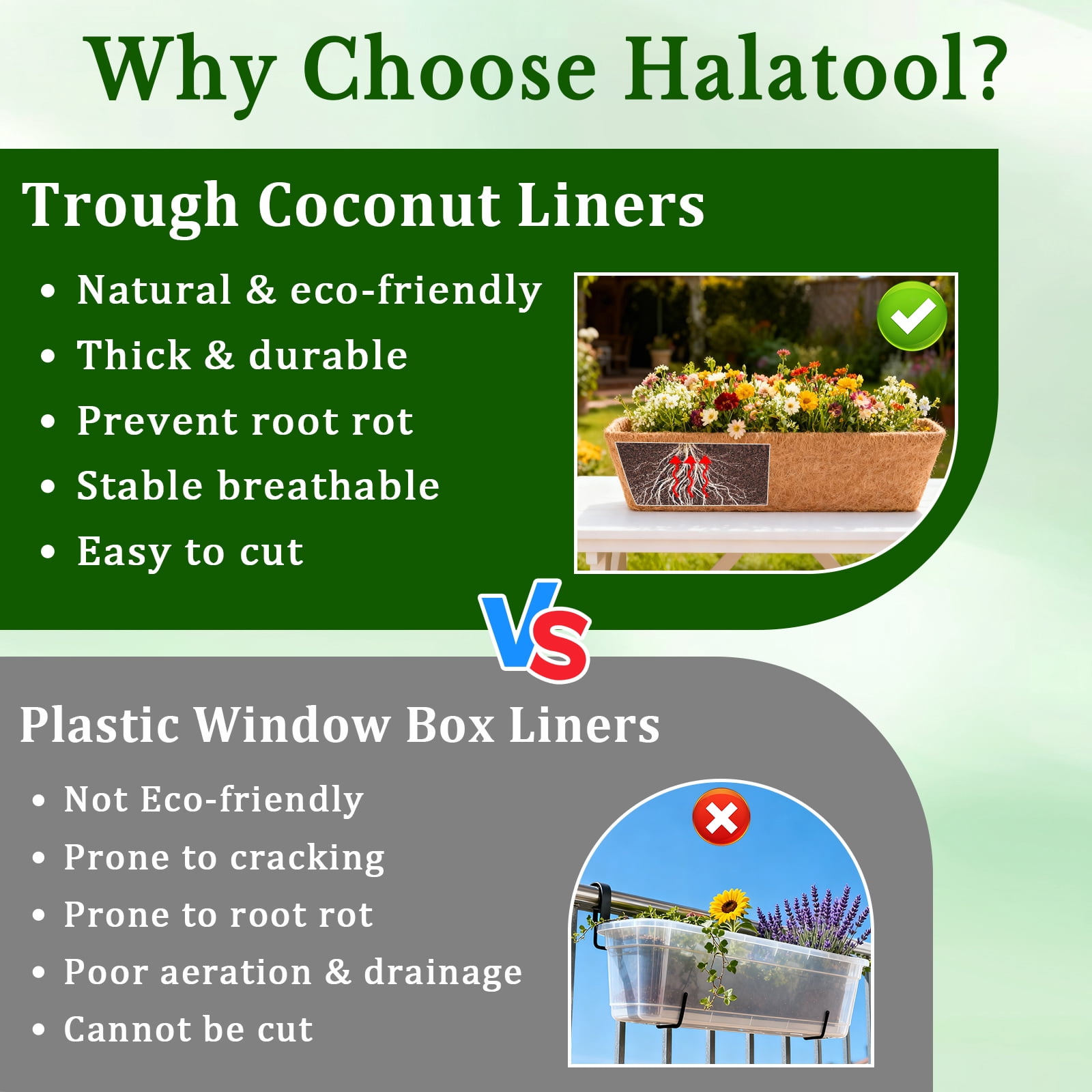 ZeeDix 2PCS 36 Inch Window Box Liners Pre-Formed Coconut Fiber Planter Liner 100% Natural Coco Fiber Liners for Planters Hanging Basket Balcony Railing and Porch