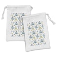 thumbnail image 1 of Underwater Fabric Pouch Set of 2, Submarine in the Sea with Starfish Corals Oceanic Fiction Doodle, Drawstring Bag for Toiletries Masks and Favors, 9" x 6", Cadet Blue Earth Yellow, by Ambesonne, 1 of 2