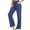 Blue, variant on Ayolanni Black Women Plus Size Pants Solid High Waist Trousers with Pockets Loose Drawstring Slim Fit Yoga Pants