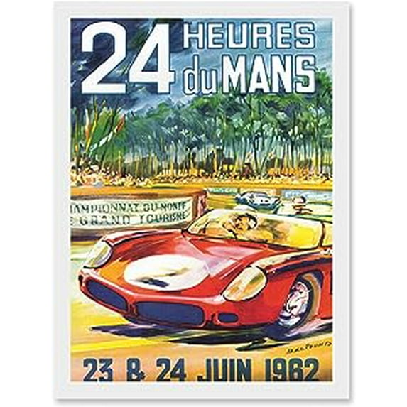 Racing Automobile Classic 24 Heures Du Mans 1982 A4 Artwork Framed Wall Art Print