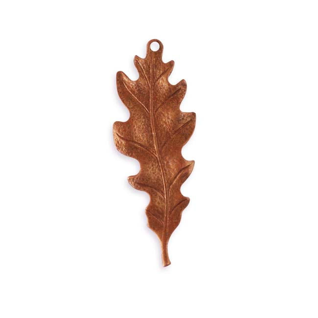 Vintaj Artisan Copper Oak Leaf Pendant 39mm x 14.5mm (1)