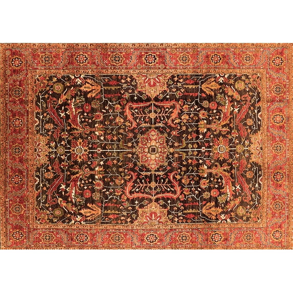 Ahgly Company Indoor Rectangle Oriental Orange Industrial Area Rugs, 8' x 12'