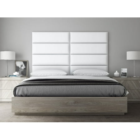 Wall Mounted Headboards For Queen Beds VANT Upholstered Headboards - Accent Wall Panels - Vintage Leather White Dove - 39 Inch Twin-King - Set of 4 panels. ()