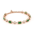 thumbnail image 2 of ANGARA Emerald-Cut Lab Grown 3.5 Ct Emerald and Diamond Station Bracelet for Women in 14K Rose Gold (Size-6x4mm) | May Birthstone, Anniversary, Jewelry Gift for Women | Lab-Grown Emerald Bracelet, 2 of 6