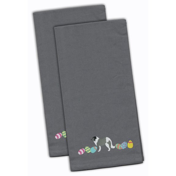 Grey Caucasian Shepherd Easter Gray Embroidered Towel Set of 2