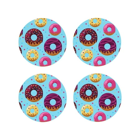 

Matuu Donuts for Cup Coasters Set of 4 Leather Coasters Desk Coasters for Office Measures 4” x 4”-Round Shape