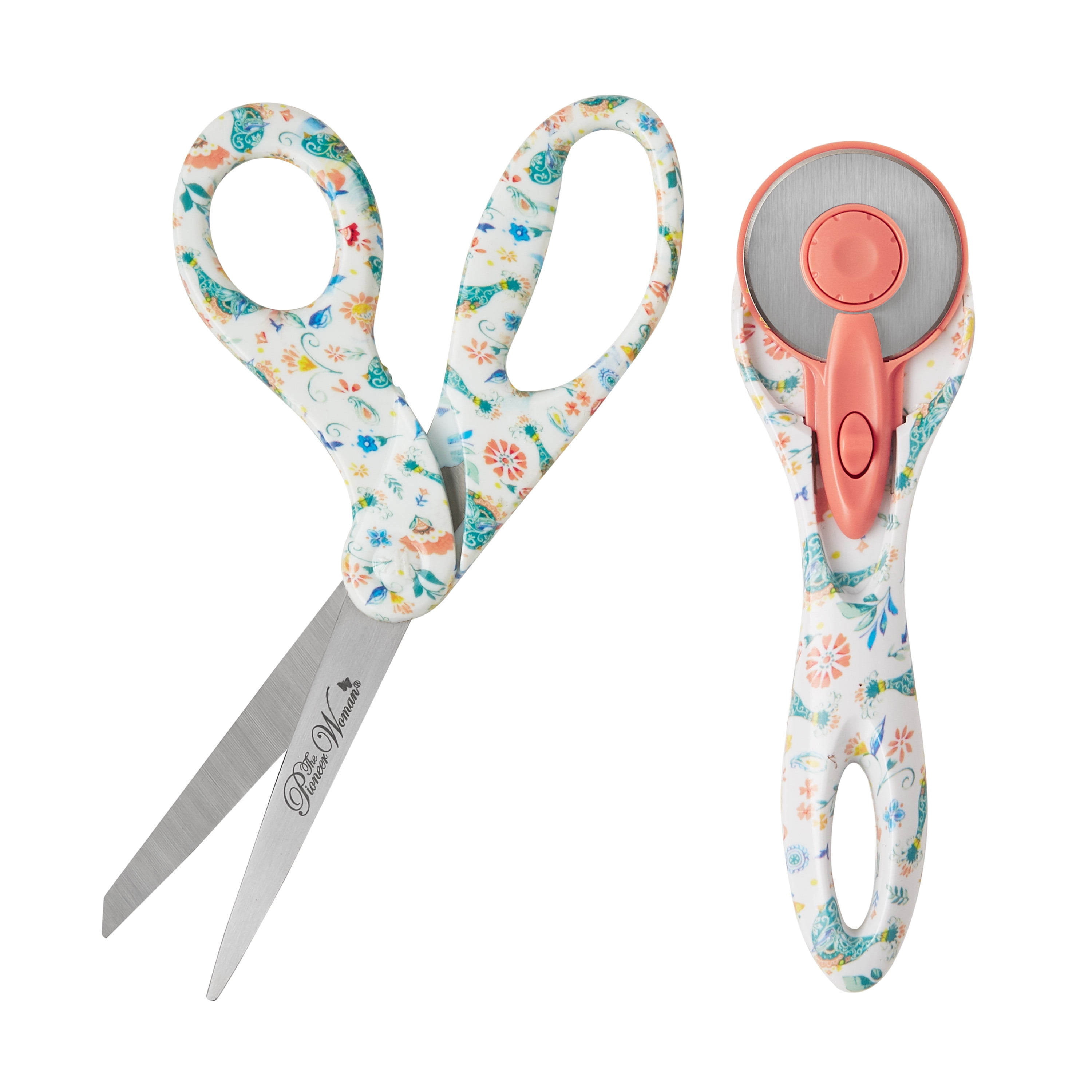 The Pioneer Woman White Maize 45mm Rotary & 8' Fashion Scissors Set