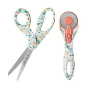 The Pioneer Woman White Maize 45mm Rotary & 8"-Pointed Fashion Scissors Set, High School Level