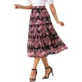 Floral Print Maxi Skirt W/ Elastic Waistband & Tiered Ruffle Detail main image 0