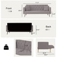 thumbnail image 5 of Aukfa Curved Arm Futon Convertible Sofa Bed for Home Office, 2 Pillows, Tufted Back, Velvet, Gray, 5 of 9