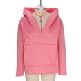 thumbnail image 6 of HOMBOM Womens Heavyweight Sweatshirt Winter Pullover Pink with Pocket Plain Tops for Women V-Neck, 6 of 8