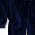 thumbnail image 4 of Girls 2 Piece Velvet Tracksuit for Ages 5‑12, Zip up Hooded Jacket and Elastic Waist Long Pants Soft Velour Outfit for Teen Girls Daily Casual Wear Blue 9-10Years, 4 of 9