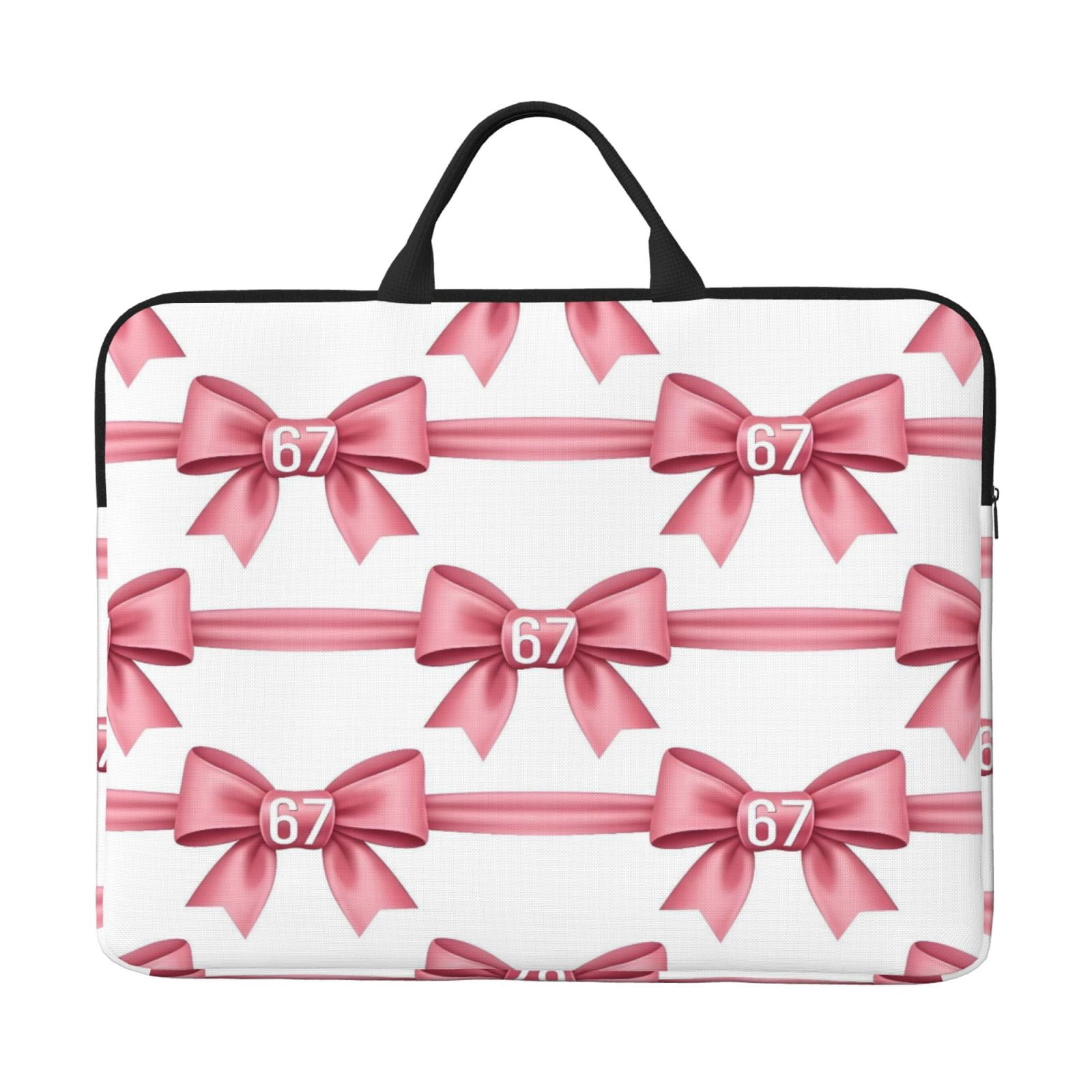 Laptop Sleeve Bag For Women Men 14inch Waterproof Durable Protective Computer Carrying Cover Handle Laptop Case Bag Pink Ribbon Pattern 67 Variation