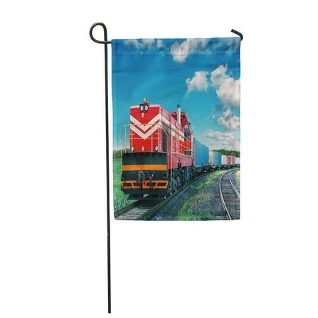 SIDONKU Cargo Freight Train Logistic Transport Railroad Rail Car Shipping Locomotive Garden Flag Decorative Flag House Banner 28x40