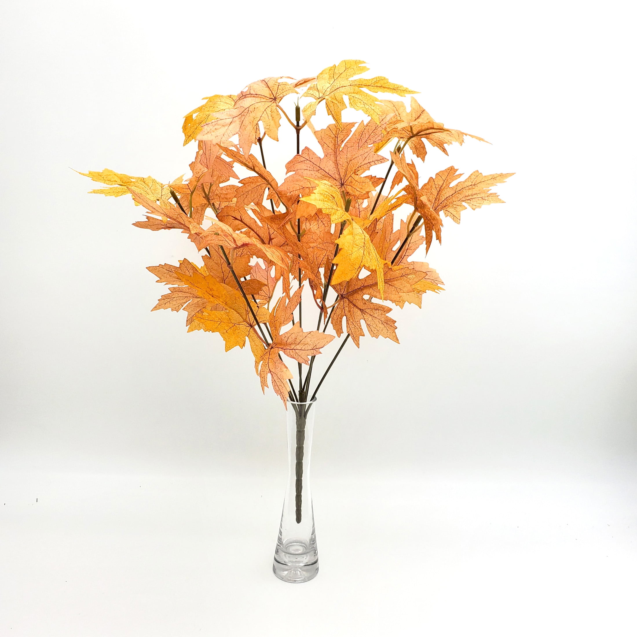 Mainstays Harvest 18" Tall Artificial Tan Maples Tree Leaf Bush, Artificial Flower