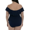 thumbnail image 3 of La Blanca Women's Off The Shoulder One Piece Swimsuit Blue Size 22W, 3 of 3
