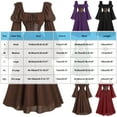 thumbnail image 2 of Bzhegqhd Gothic Dresses for Women PU Leather & Chiffon Patchwork Flare Sleeve Square Neck Corset Lacing Maxi Dress Retro Court Elegant Ruffle Dress, 2 of 3