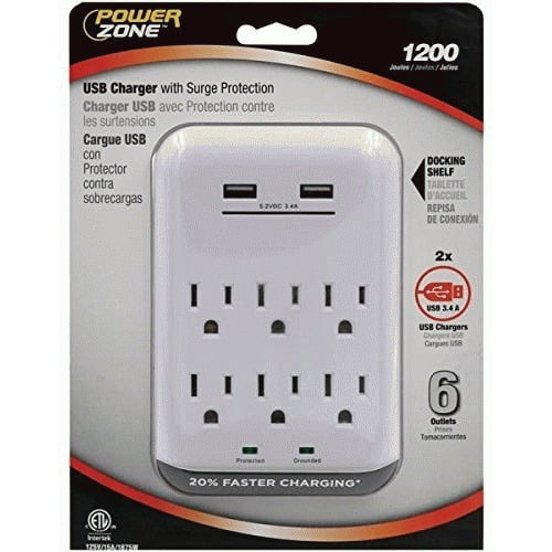 PowerZone ORUSB242 Outlet Charger, 2.4 A
