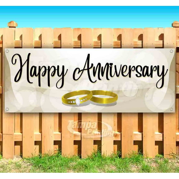 Happy Anniversary 13 oz Vinyl Banner With Metal Grommets