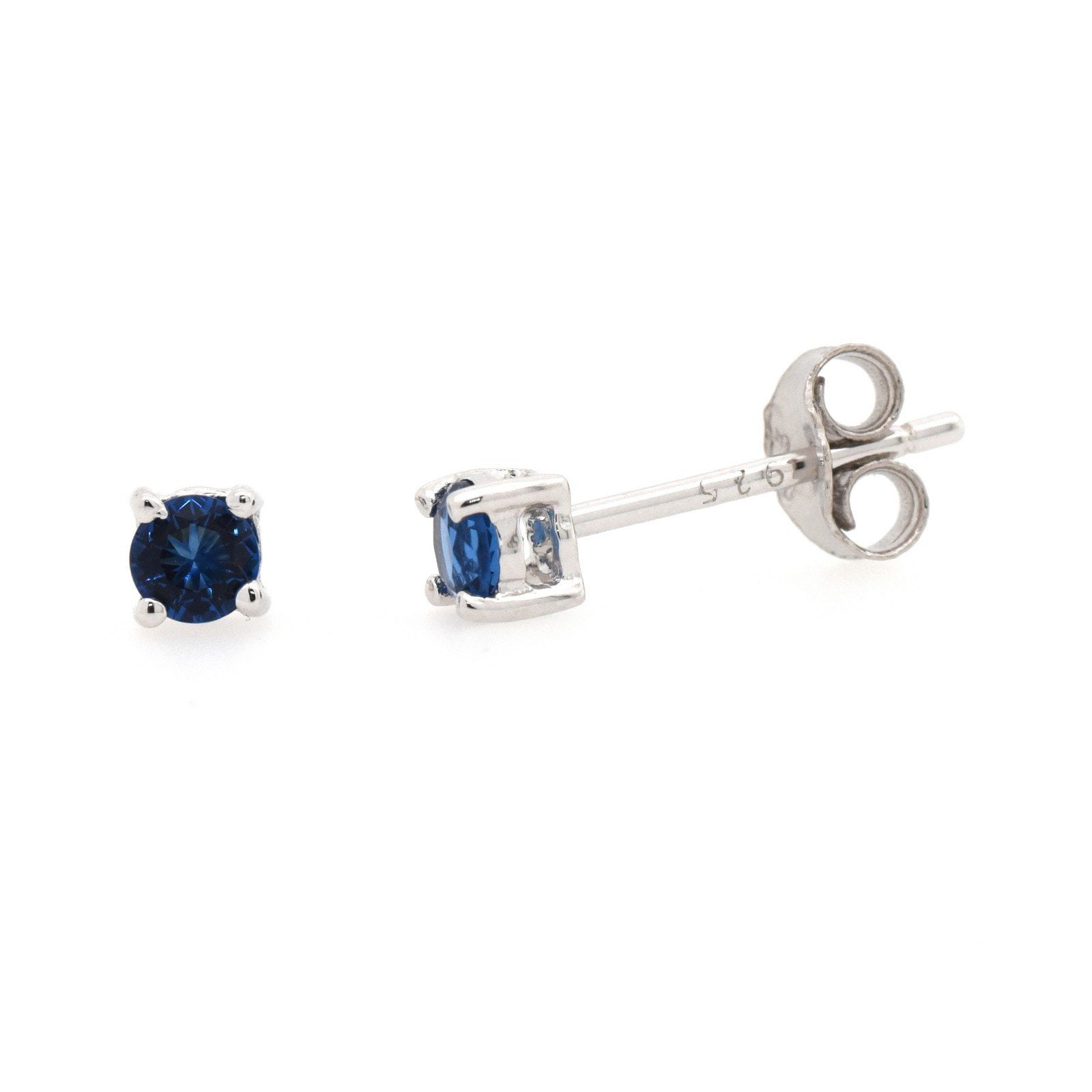 Simulated Sapphire Cubic Zirconia Classic Basket Stud Earring Sterling ...
