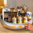 thumbnail image 2 of M BUDER Lazy Susan Organizer - 360-Degree Turntable Cabinet Organizer Storage for Kitchen, Pantry, Bathroom - Rotating Spice Rack Organizer with Round Trays For Food, Seasoning Sagler - White/Grey, 2 of 7