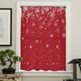 thumbnail image 4 of Red Christmas Snowflake Semi Sheer Curtains Drapes for Living Room, Bedroom, French Doors Window 96 Inches Long, Winter Snowflake Xmas Rod Pocket Chiffon Curtain Drapery Voile Draperies Panel, 4 of 6