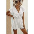 thumbnail image 2 of Women's Rompers-Summer Deep V Neck Wrap Floral Polka Dot Short Sleeve Beach Short Jumpsuit, 2 of 3