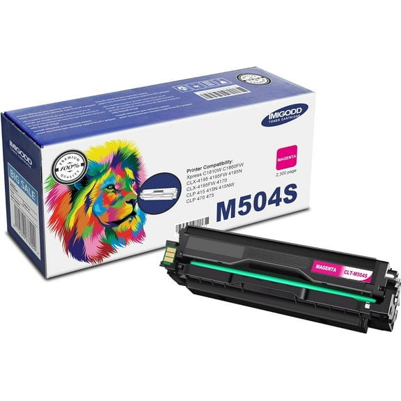 CLT-M504S (SU296A) Magenta Toner Cartridge (with Chip) Replacement Compatible for Samsung Xpress C1810W C1860FW CLX-4195 4195FW 4195N 4195FW 4170 CLP 415 415N 415NW 470 475 Printers (1M)